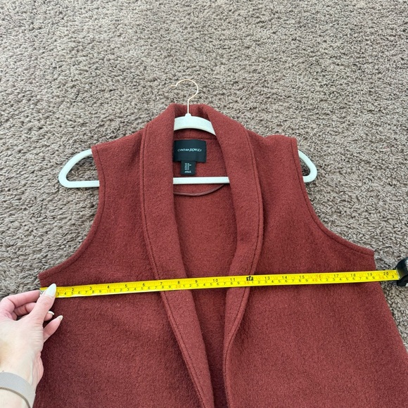 Cynthia Rowley Sweater Vest Burnt Orange Wool Blend Long Open Front M - Picture 8 of 8